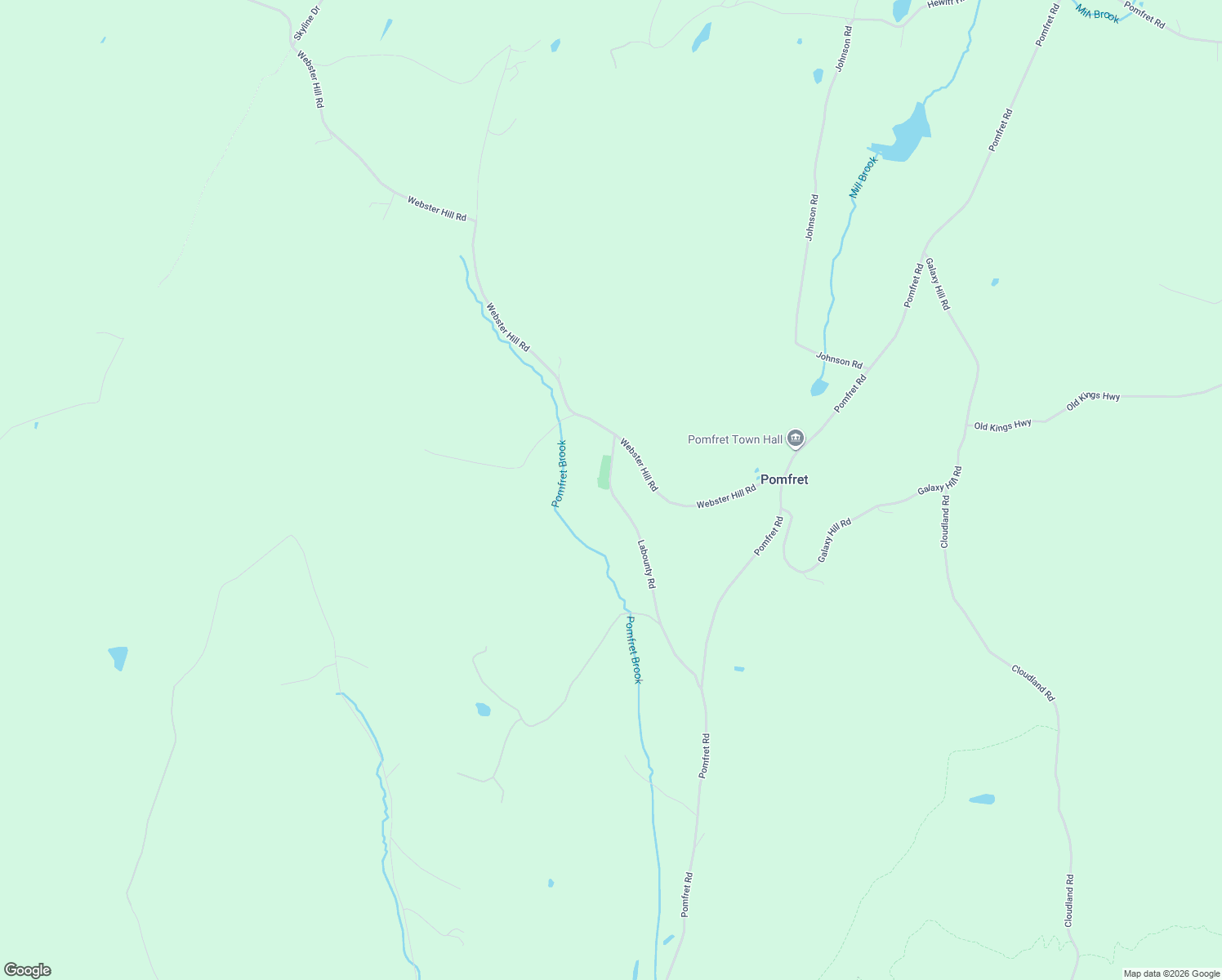 map of restaurants, bars, coffee shops, grocery stores, and more near 610 Labounty Road in Pomfret