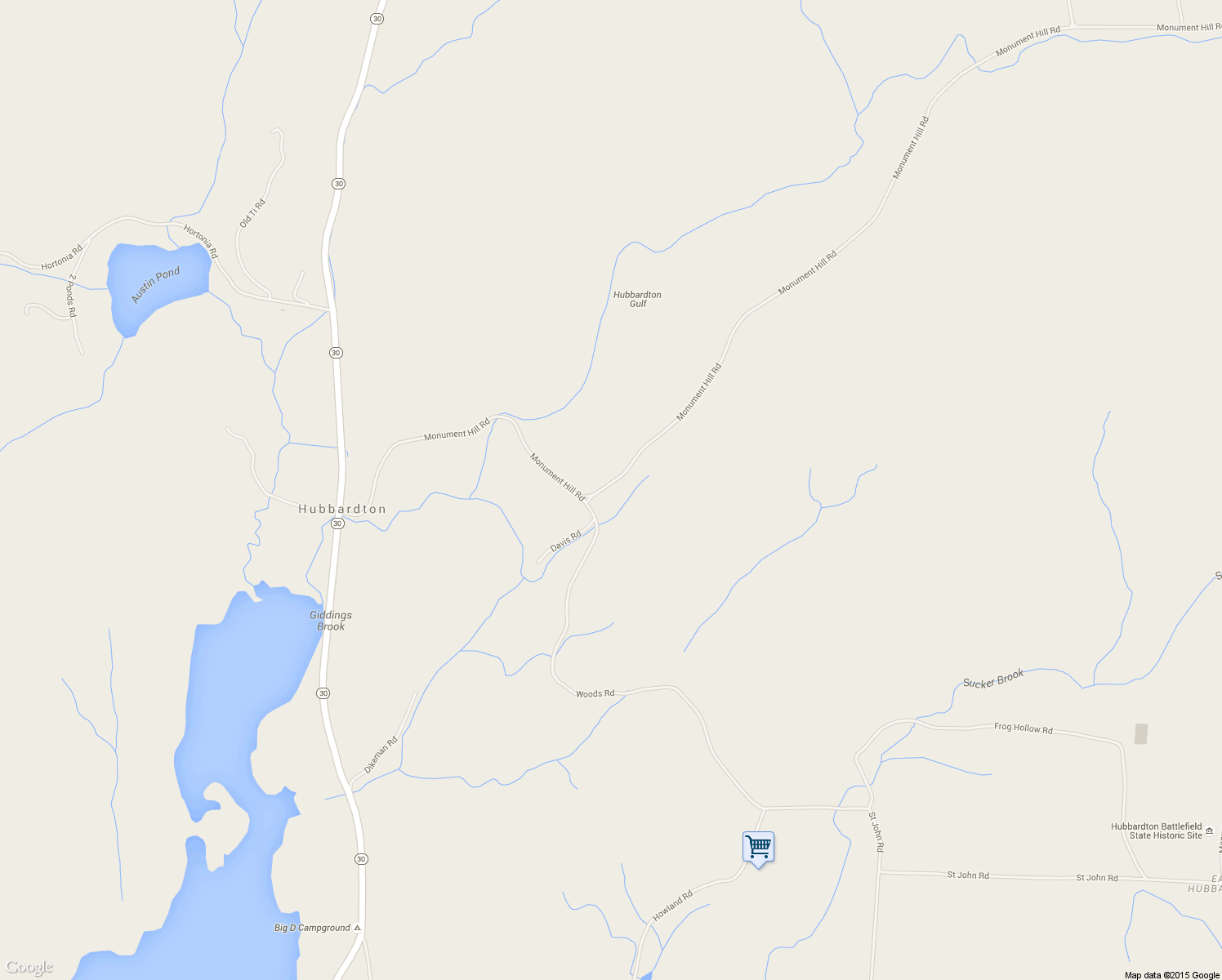 map of restaurants, bars, coffee shops, grocery stores, and more near 948 Monument Hill Road in Castleton