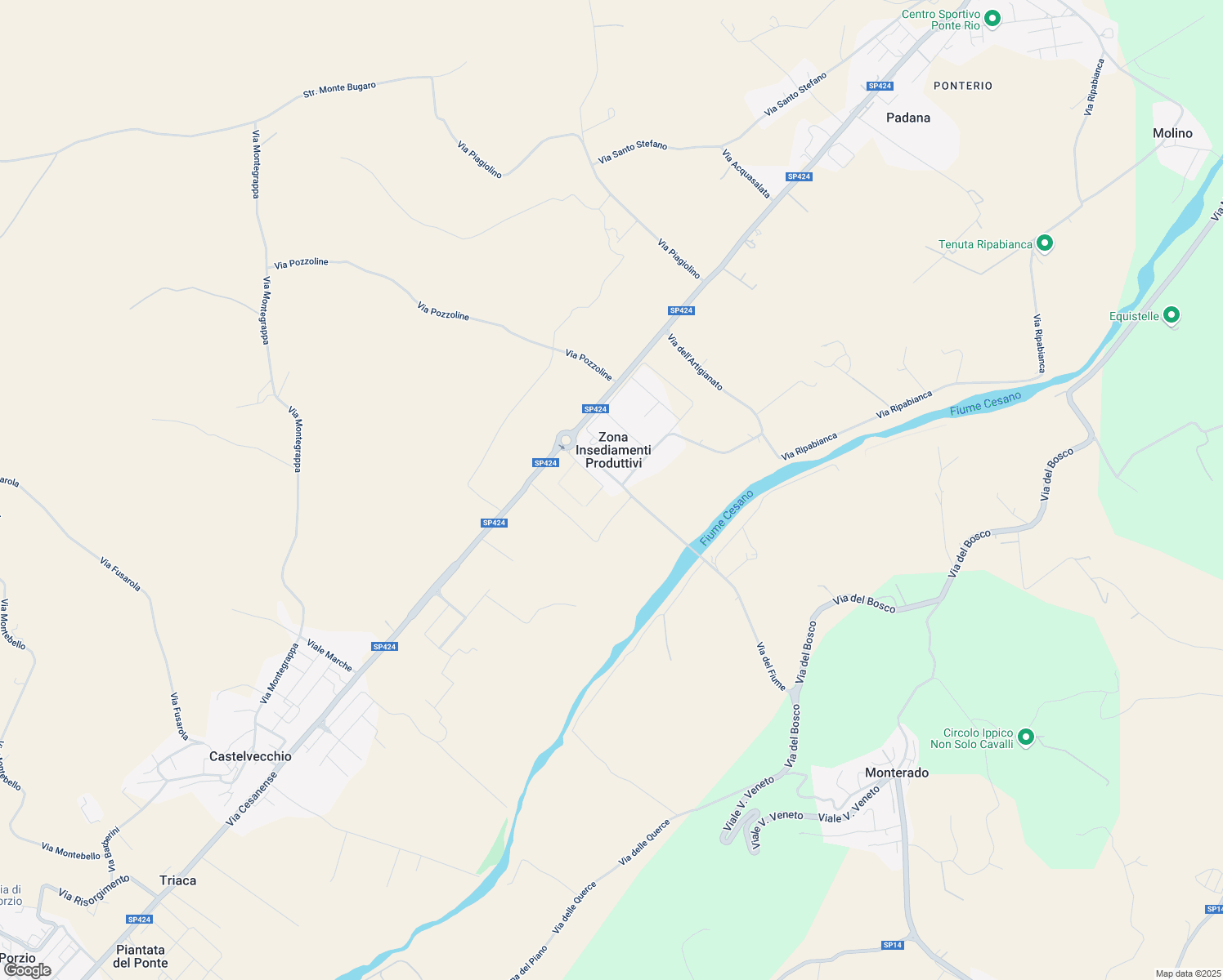 map of restaurants, bars, coffee shops, grocery stores, and more near Strada Del Piano in Provincia di Pesaro e Urbino