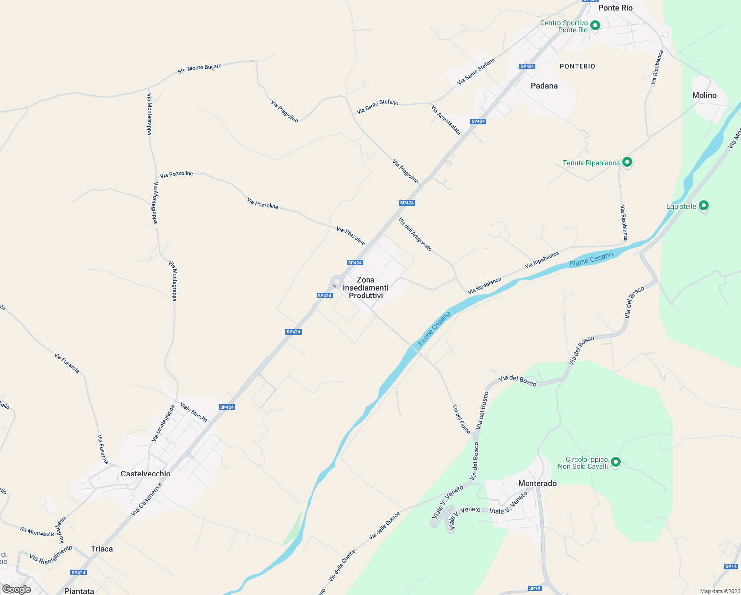 map of restaurants, bars, coffee shops, grocery stores, and more near Strada Provinciale Jesi Monterado in Pesaro e Urbino