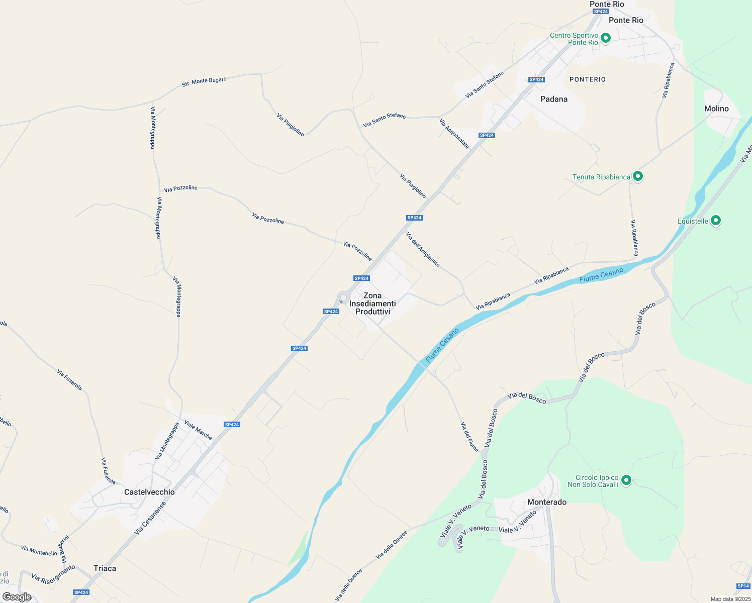 map of restaurants, bars, coffee shops, grocery stores, and more near 6 Via del Lavoro in Zona Insediamenti Produttivi