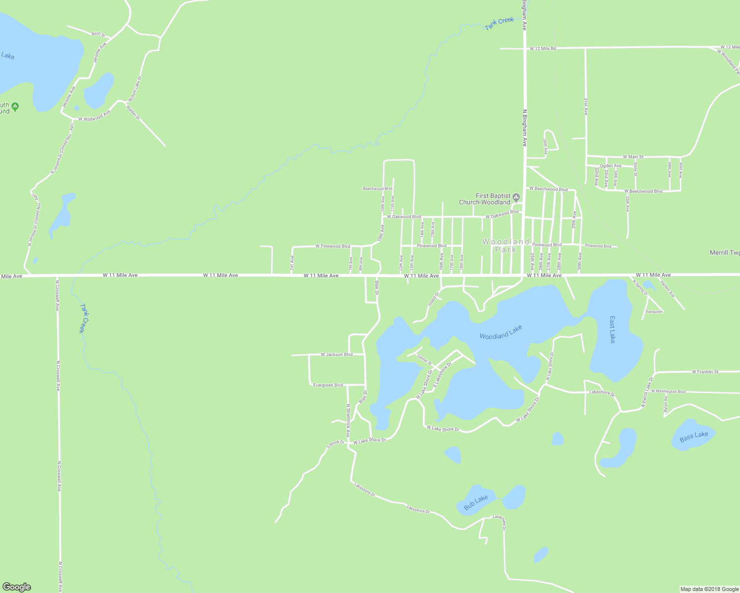 map of restaurants, bars, coffee shops, grocery stores, and more near 8722 North Red Clover Avenue in Bitely