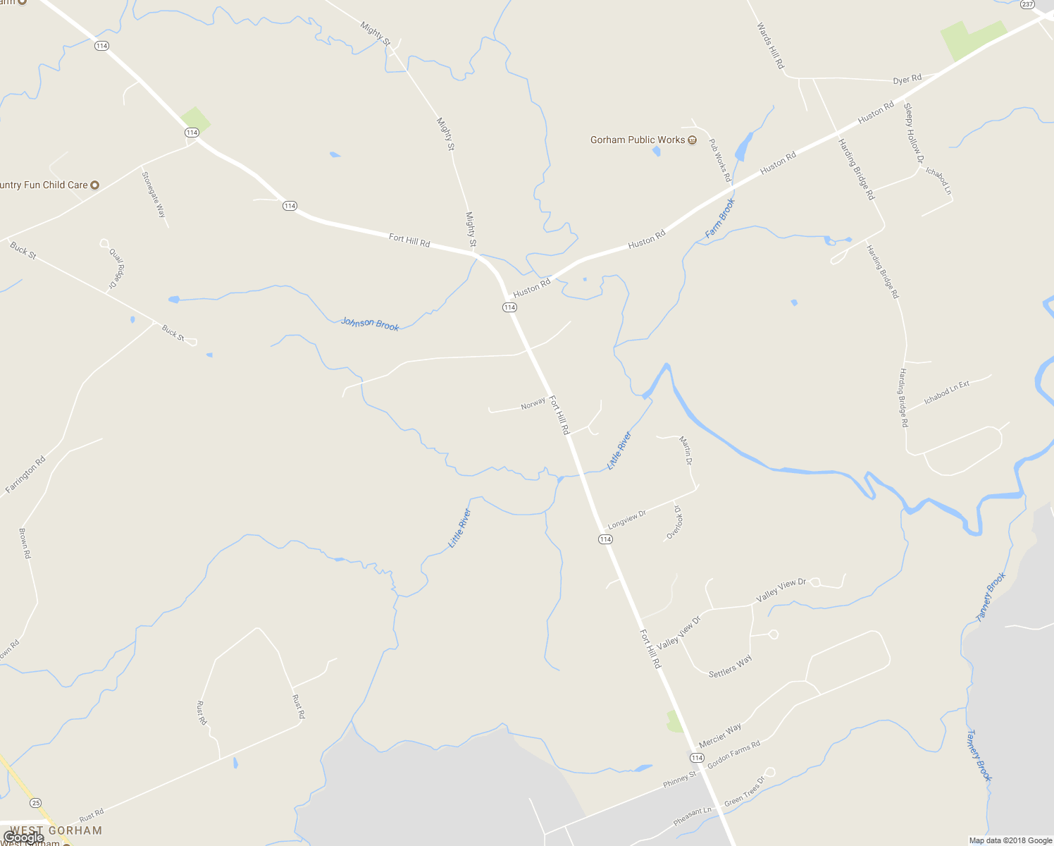 map of restaurants, bars, coffee shops, grocery stores, and more near 376 Fort Hill Road in Gorham