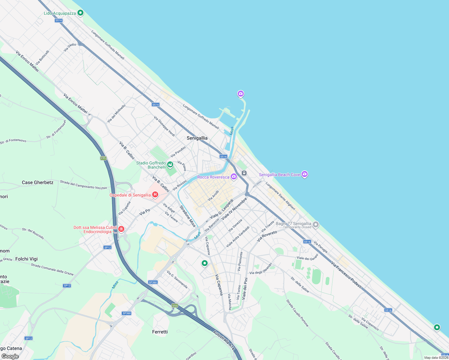 map of restaurants, bars, coffee shops, grocery stores, and more near in Senigallia