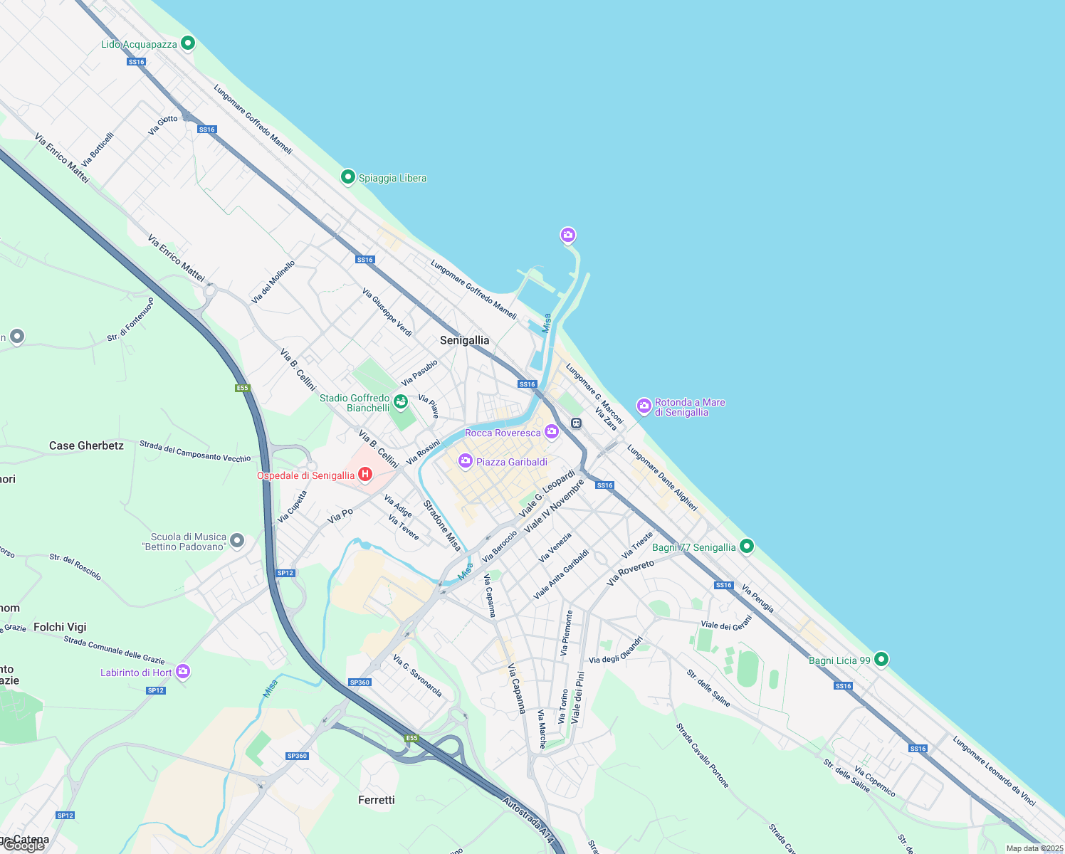 map of restaurants, bars, coffee shops, grocery stores, and more near in Senigallia
