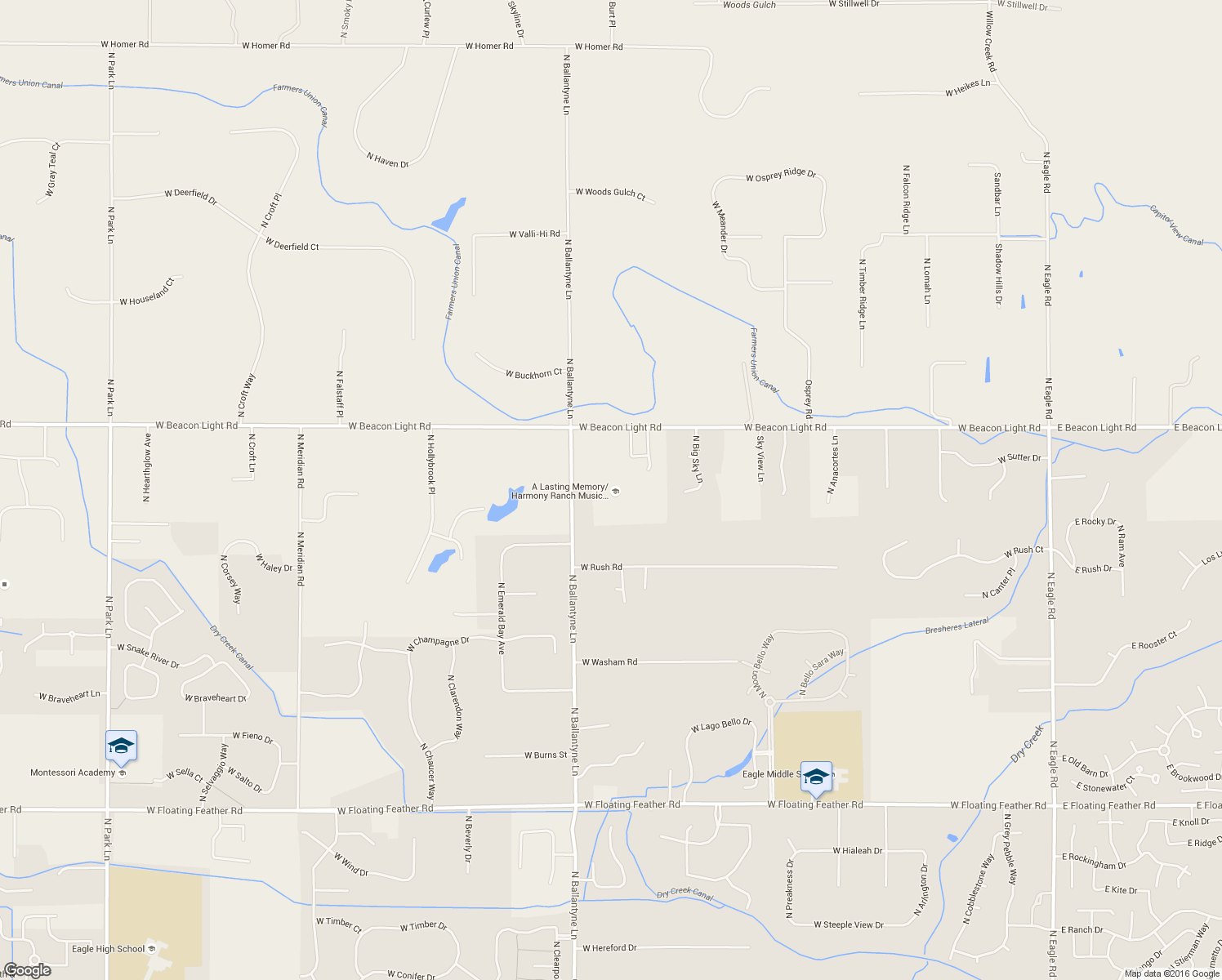map of restaurants, bars, coffee shops, grocery stores, and more near 1887 West Beacon Light Road in Eagle