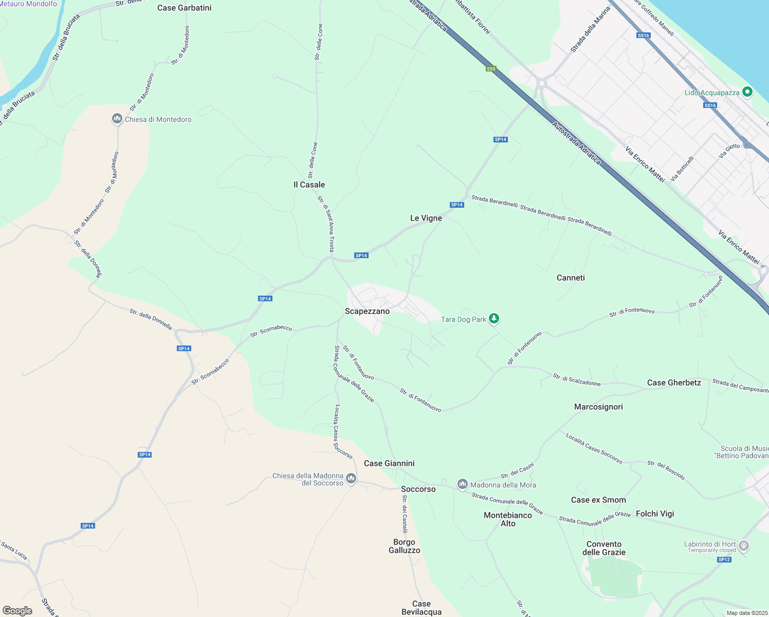 map of restaurants, bars, coffee shops, grocery stores, and more near 30 Via Antonio Fratti in Scapezzano