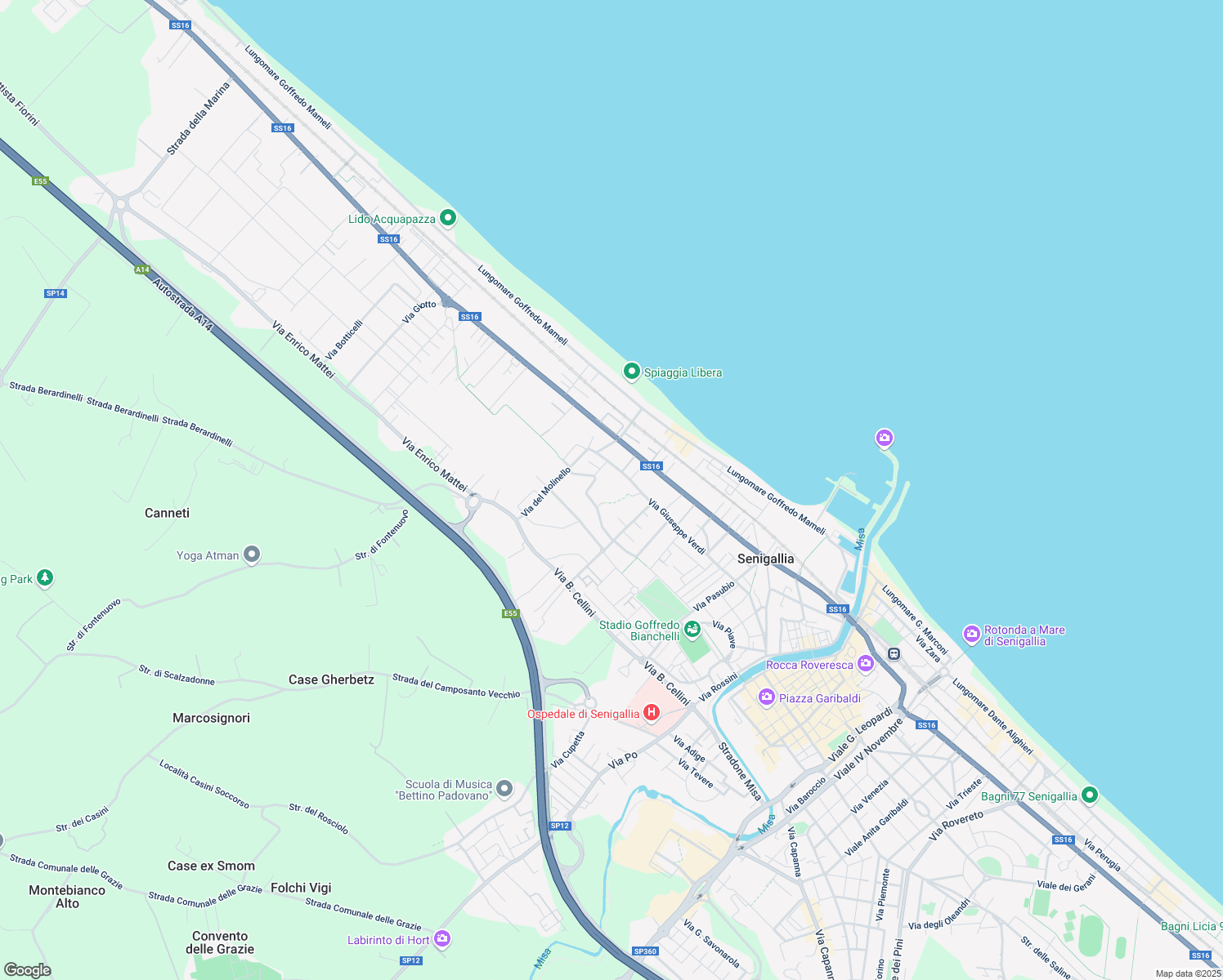 map of restaurants, bars, coffee shops, grocery stores, and more near in Provincia di Ancona