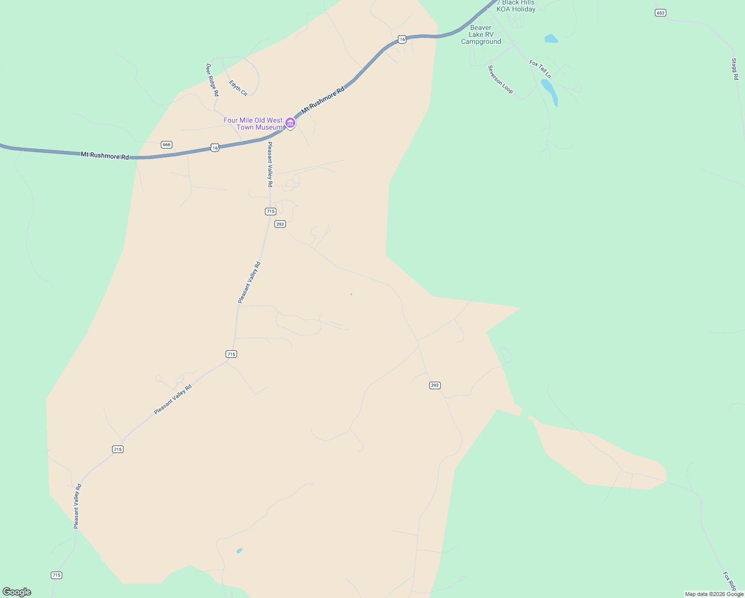 map of restaurants, bars, coffee shops, grocery stores, and more near 25415 Wind Song Valley Road in Custer
