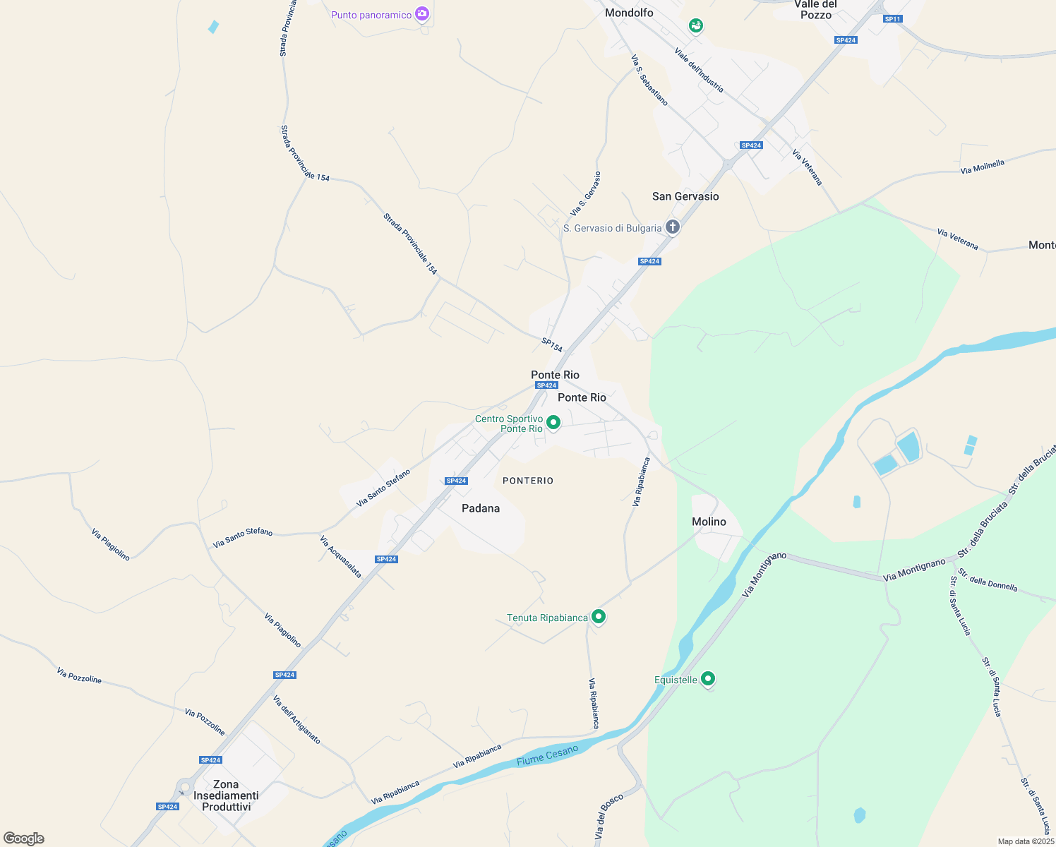 map of restaurants, bars, coffee shops, grocery stores, and more near 1 Via T.Serenelli in Ponte Rio