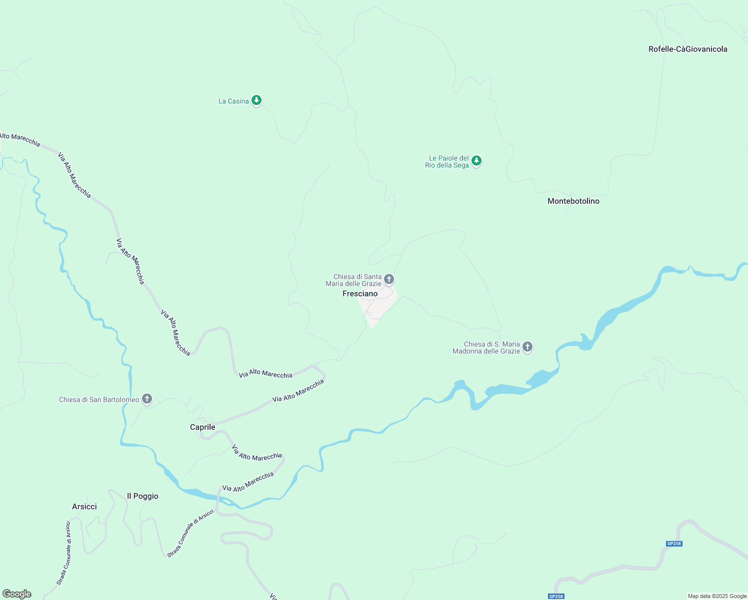 map of restaurants, bars, coffee shops, grocery stores, and more near in Fresciano