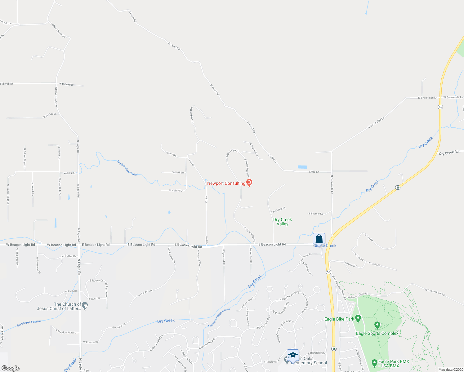 map of restaurants, bars, coffee shops, grocery stores, and more near 3931 North Triple Ridge Place in Eagle