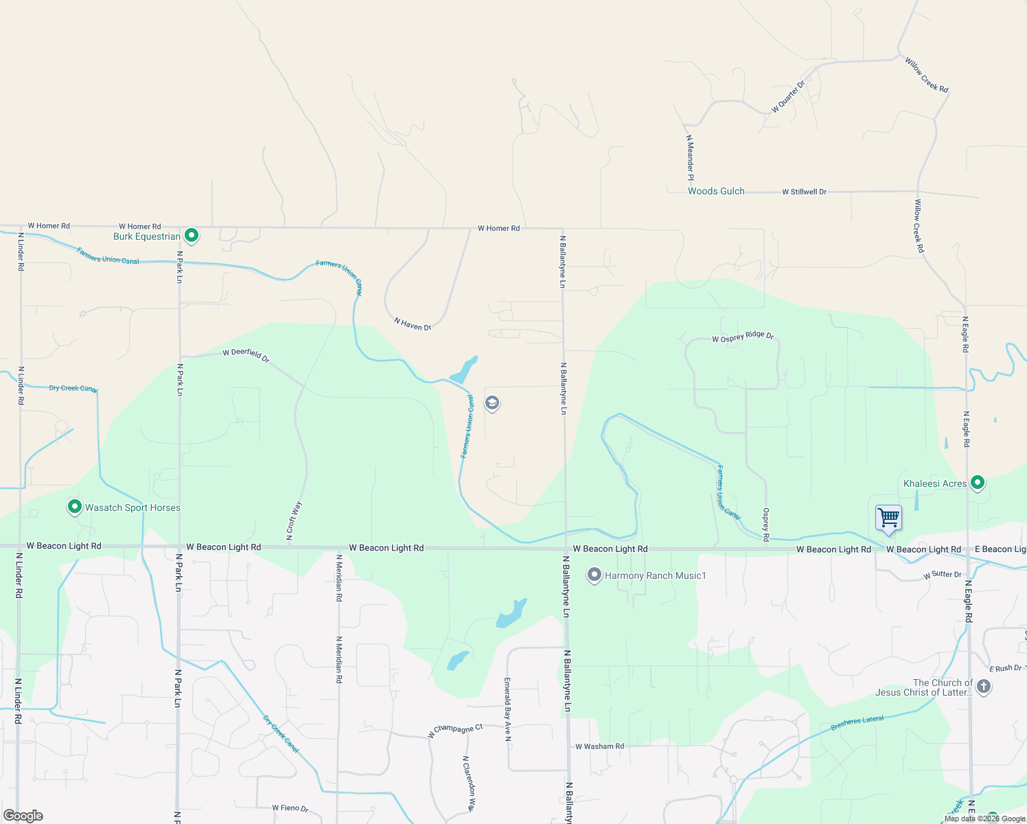 map of restaurants, bars, coffee shops, grocery stores, and more near 2285 West Valli-Hi Road in Eagle