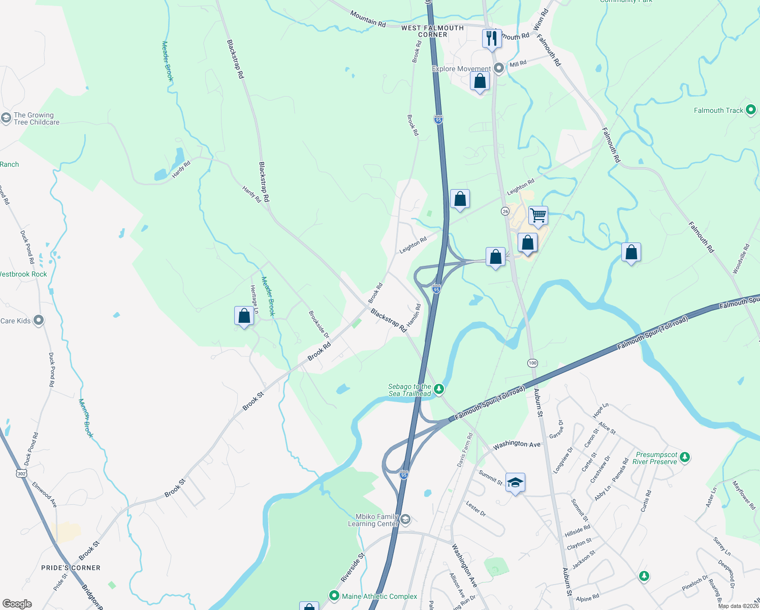 map of restaurants, bars, coffee shops, grocery stores, and more near 79 Blackstrap Road in Falmouth