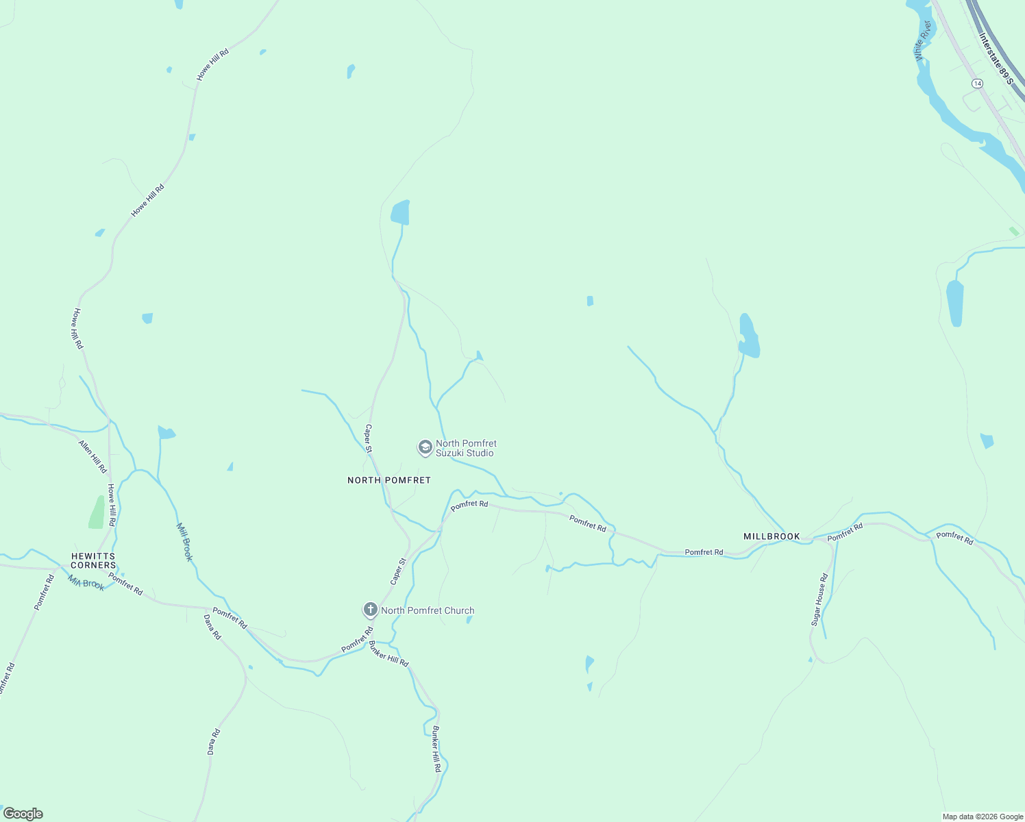 map of restaurants, bars, coffee shops, grocery stores, and more near 519 Cherry Hill Road in Pomfret