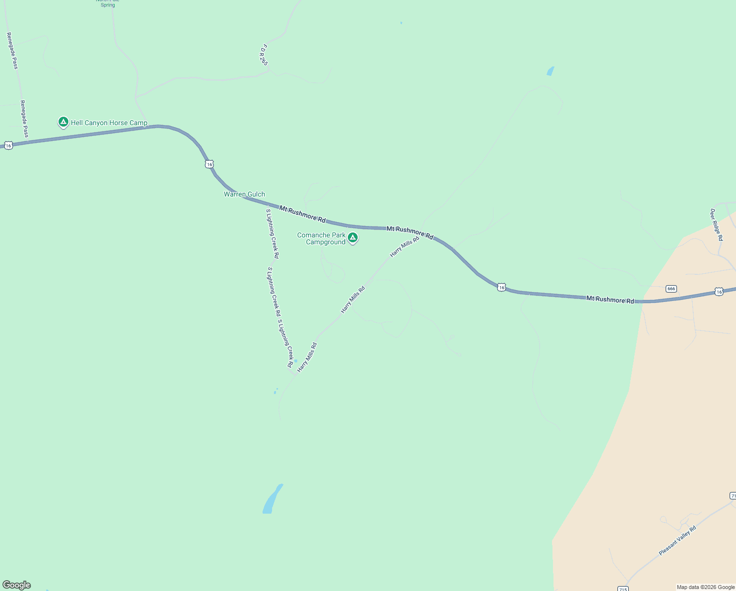 map of restaurants, bars, coffee shops, grocery stores, and more near 11730 Caledonia Trail in Custer