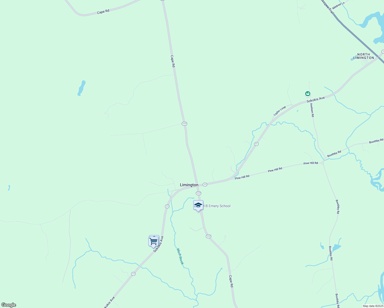 map of restaurants, bars, coffee shops, grocery stores, and more near 957 Cape Road in Limington