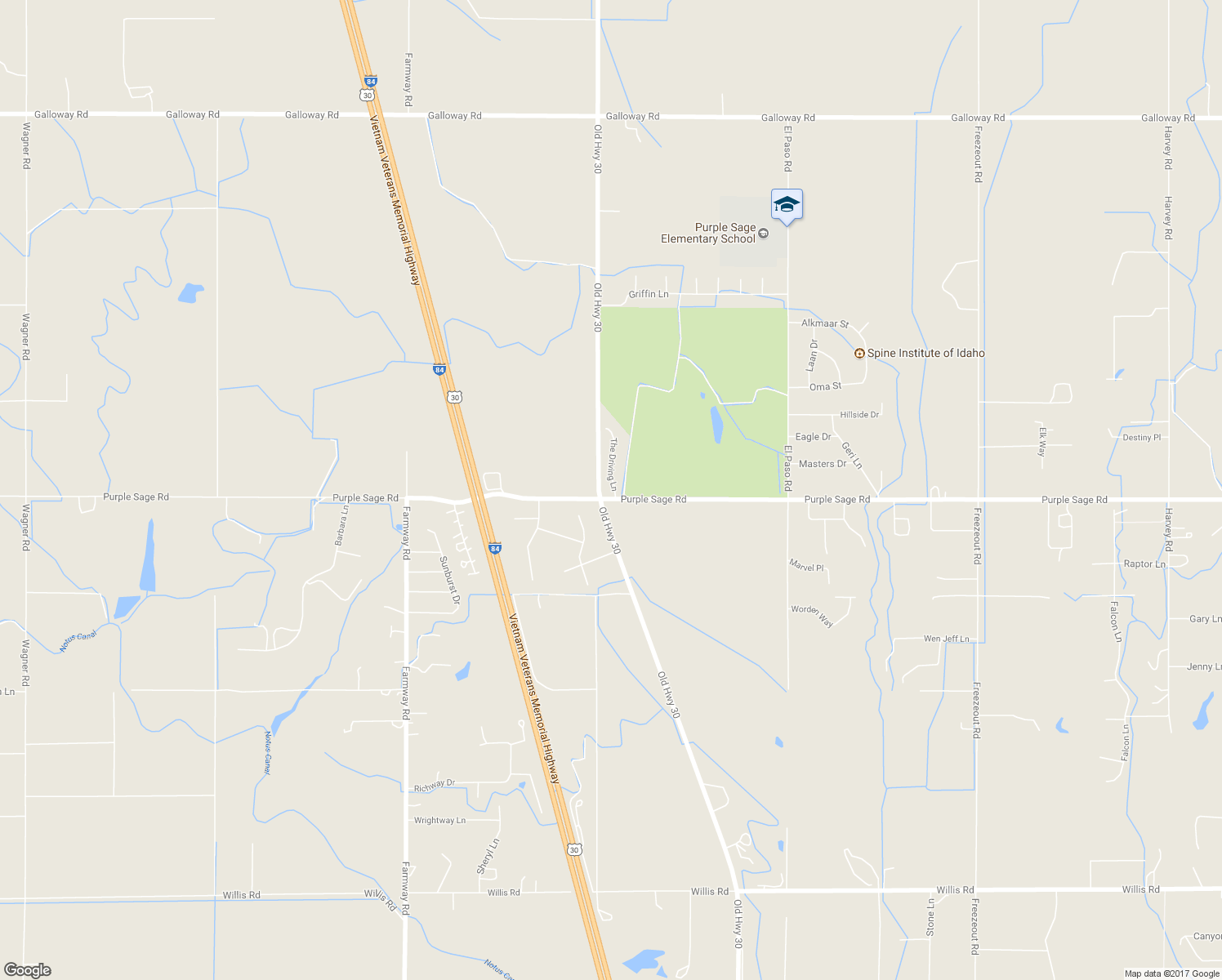 map of restaurants, bars, coffee shops, grocery stores, and more near 25027 The Driving Lane in Caldwell