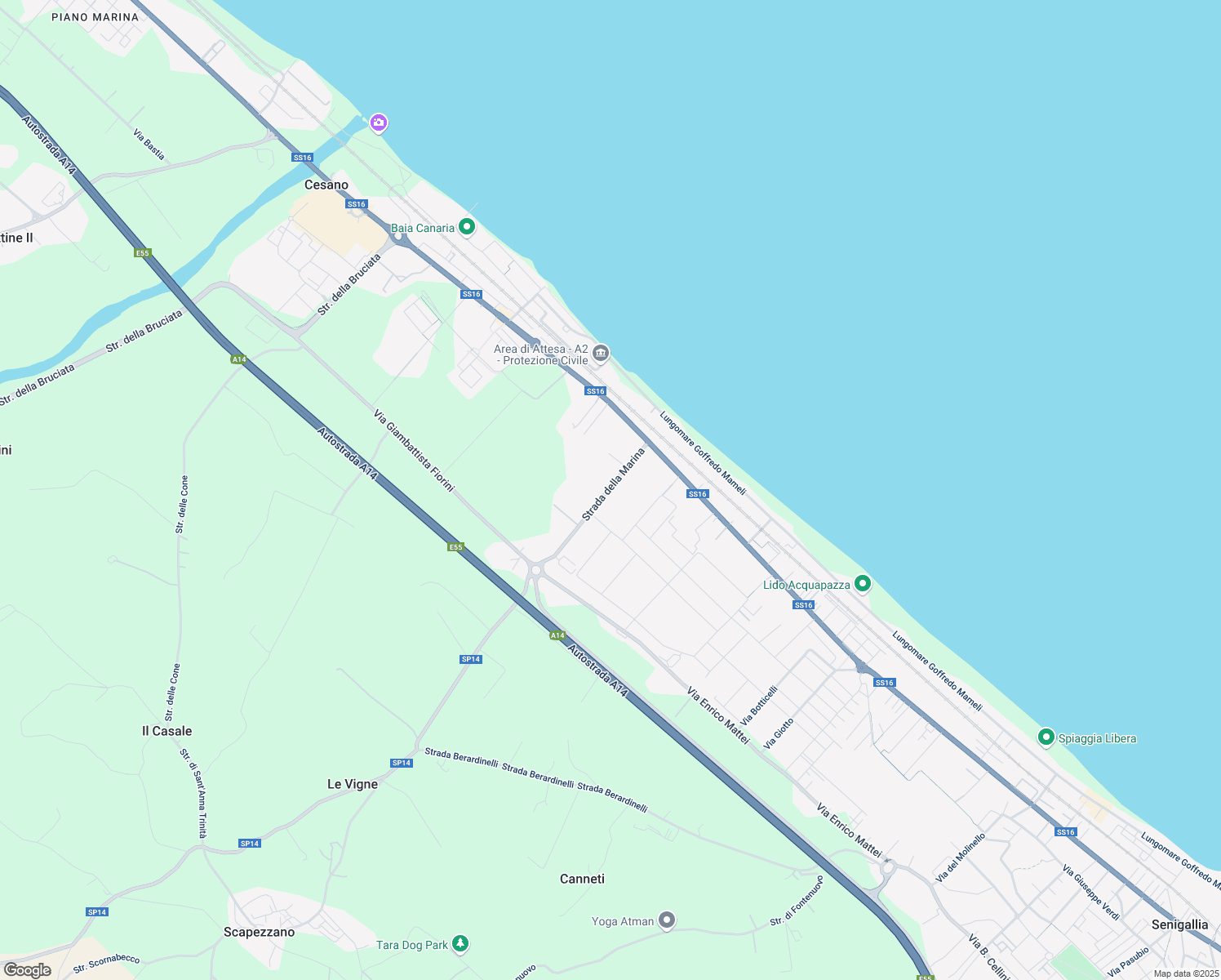 map of restaurants, bars, coffee shops, grocery stores, and more near 4 Strada della Marina in Senigallia