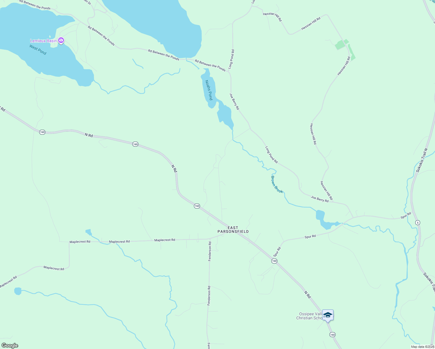 map of restaurants, bars, coffee shops, grocery stores, and more near 31 Weeks Road in Parsonsfield