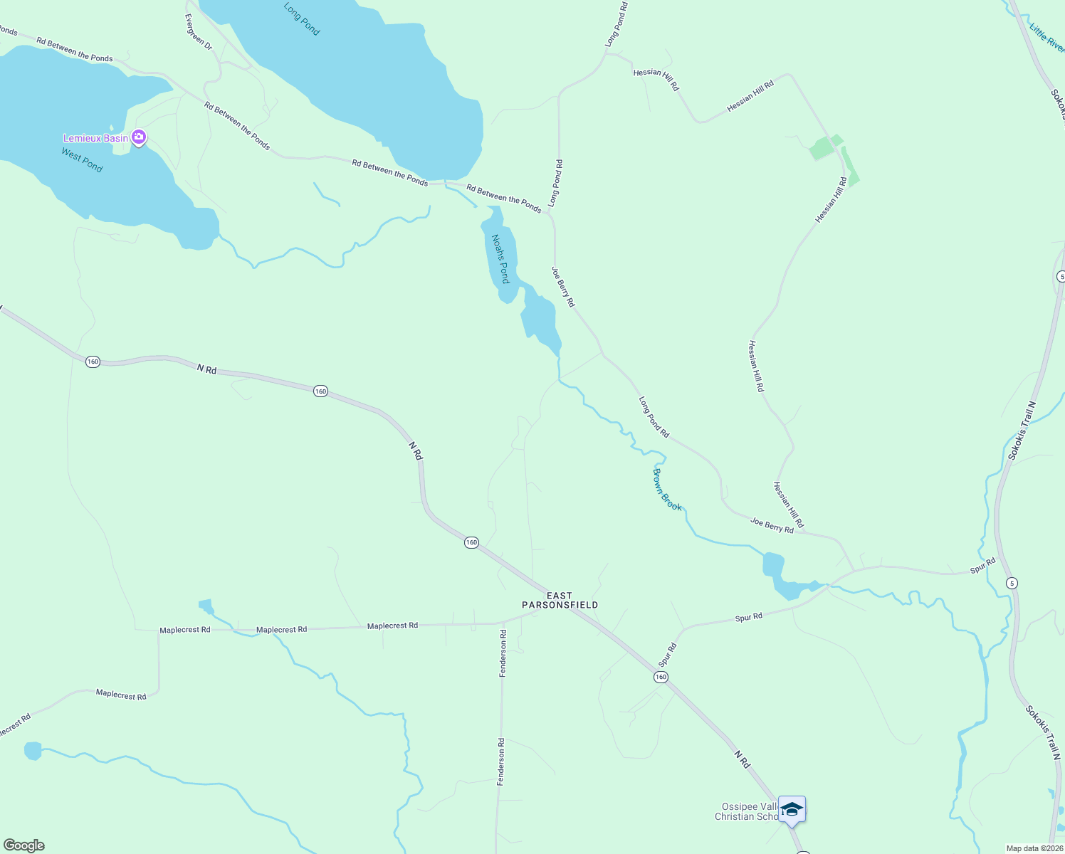 map of restaurants, bars, coffee shops, grocery stores, and more near 31 Weeks Road in Parsonsfield