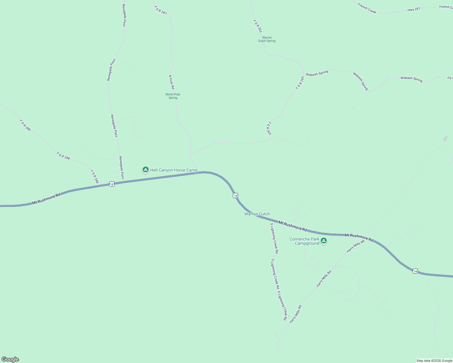 map of restaurants, bars, coffee shops, grocery stores, and more near Mount Rushmore Road in Custer