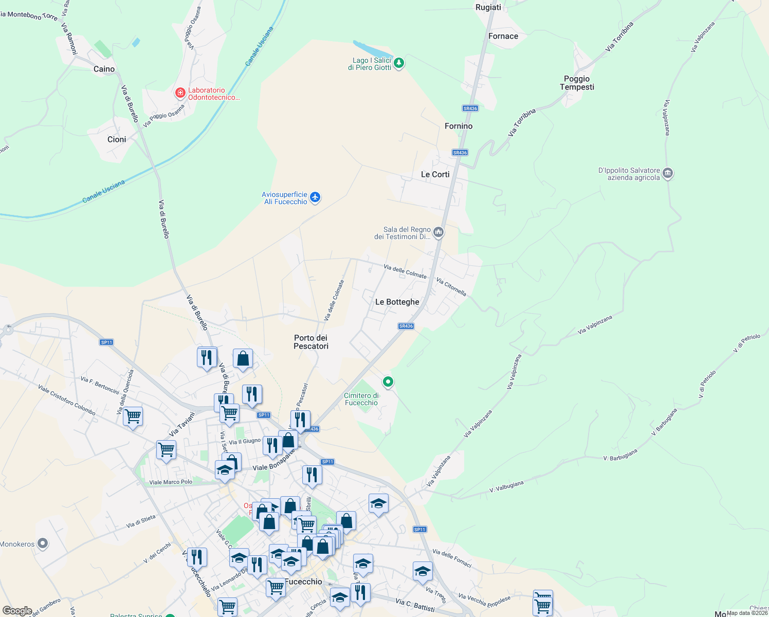 map of restaurants, bars, coffee shops, grocery stores, and more near 20 Via E.Fermi in Fucecchio