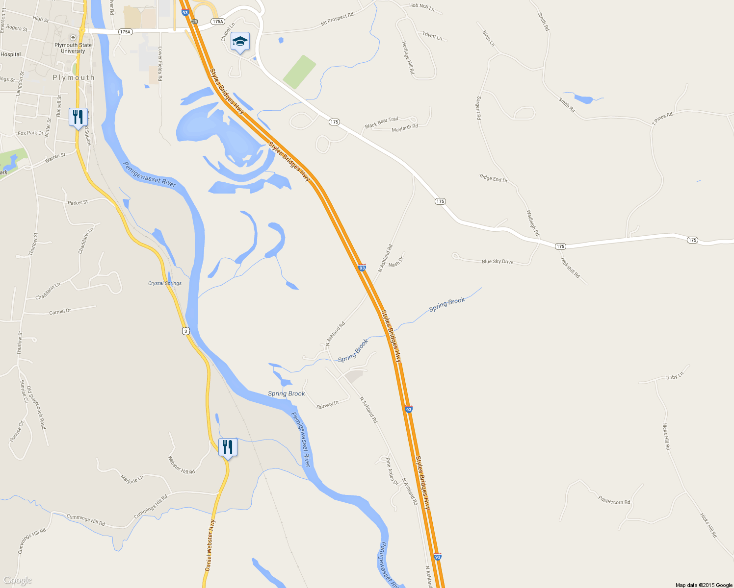 map of restaurants, bars, coffee shops, grocery stores, and more near 44 N Ashland Rd in Ashland
