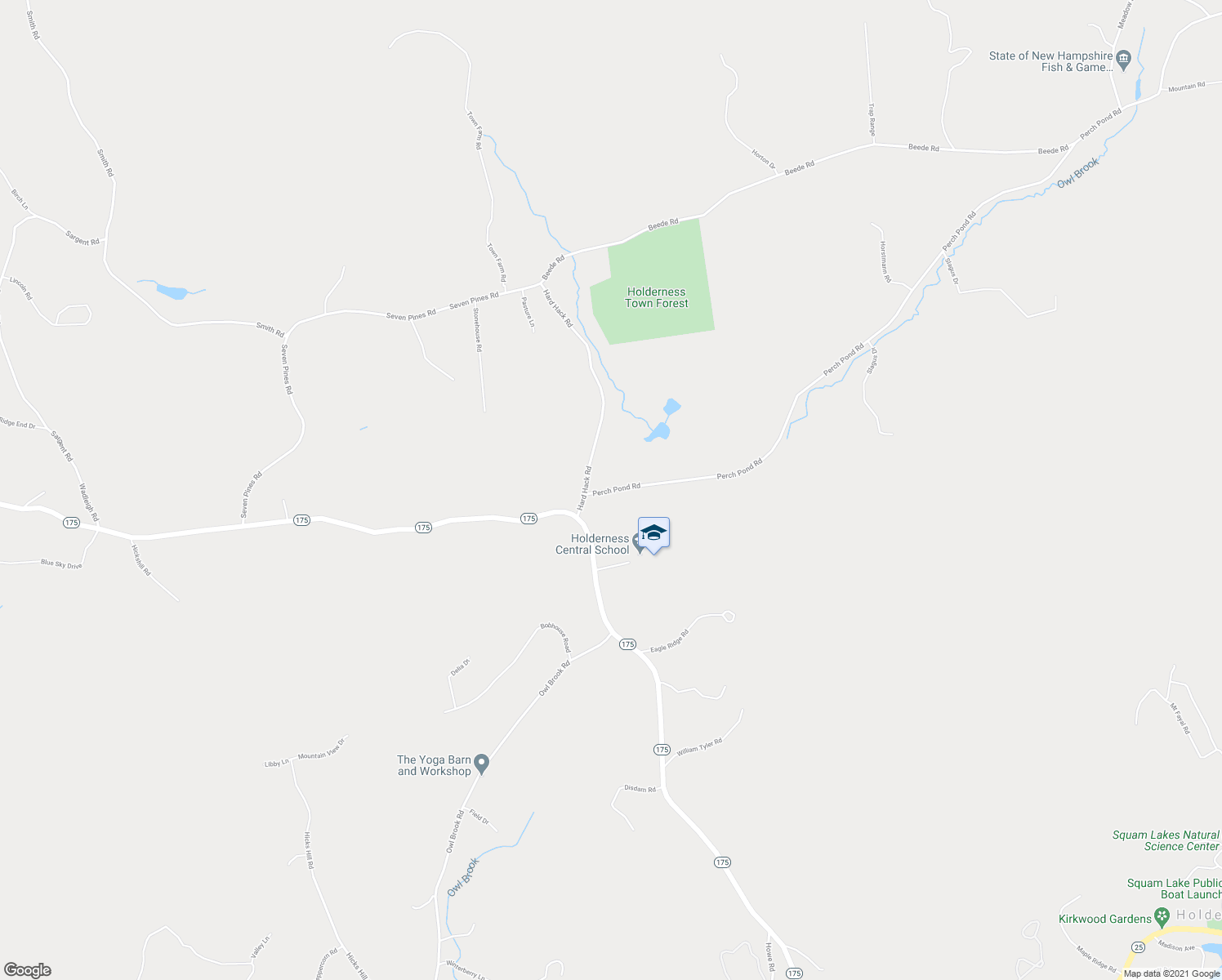 map of restaurants, bars, coffee shops, grocery stores, and more near 105 Perch Pond Road in Holderness