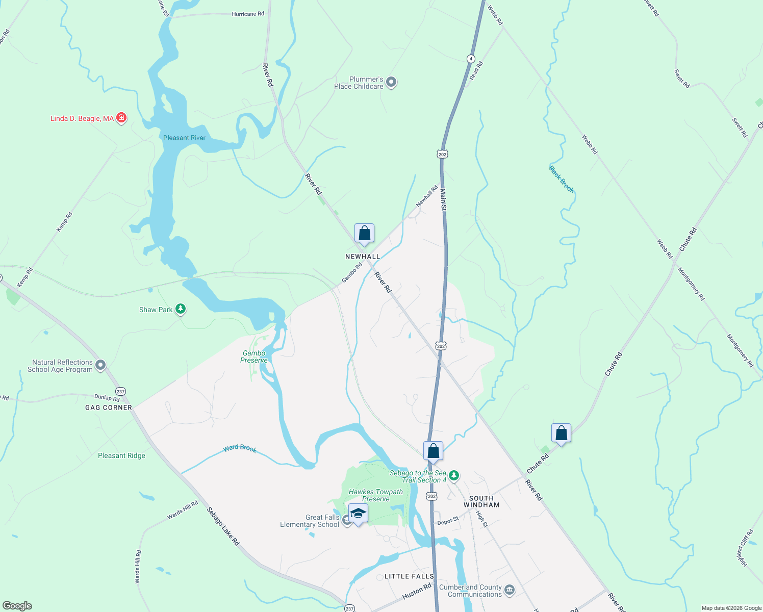 map of restaurants, bars, coffee shops, grocery stores, and more near 5 Gunpowder Mill Road in Windham