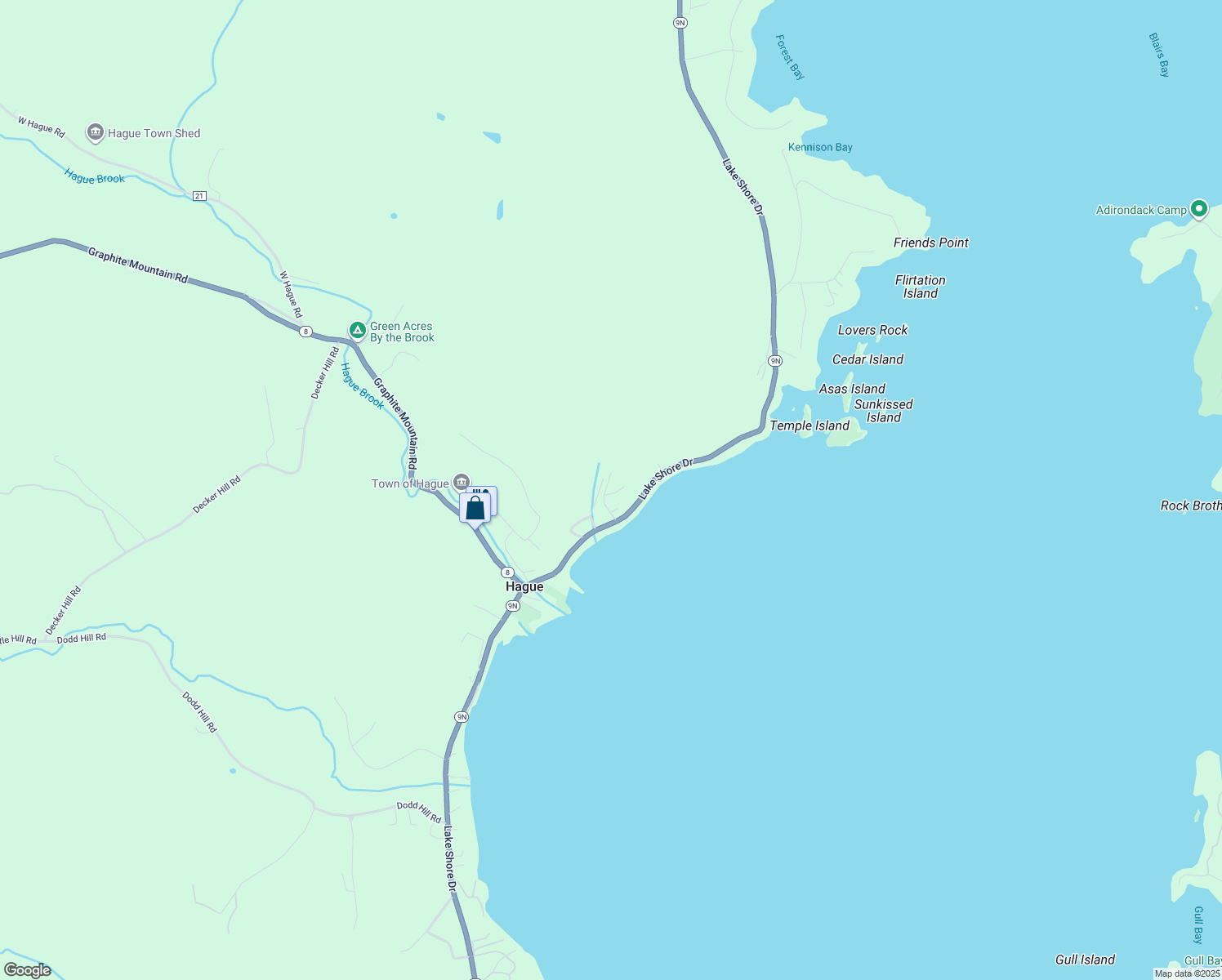 map of restaurants, bars, coffee shops, grocery stores, and more near 20 Lake Shore Terrace in Hague