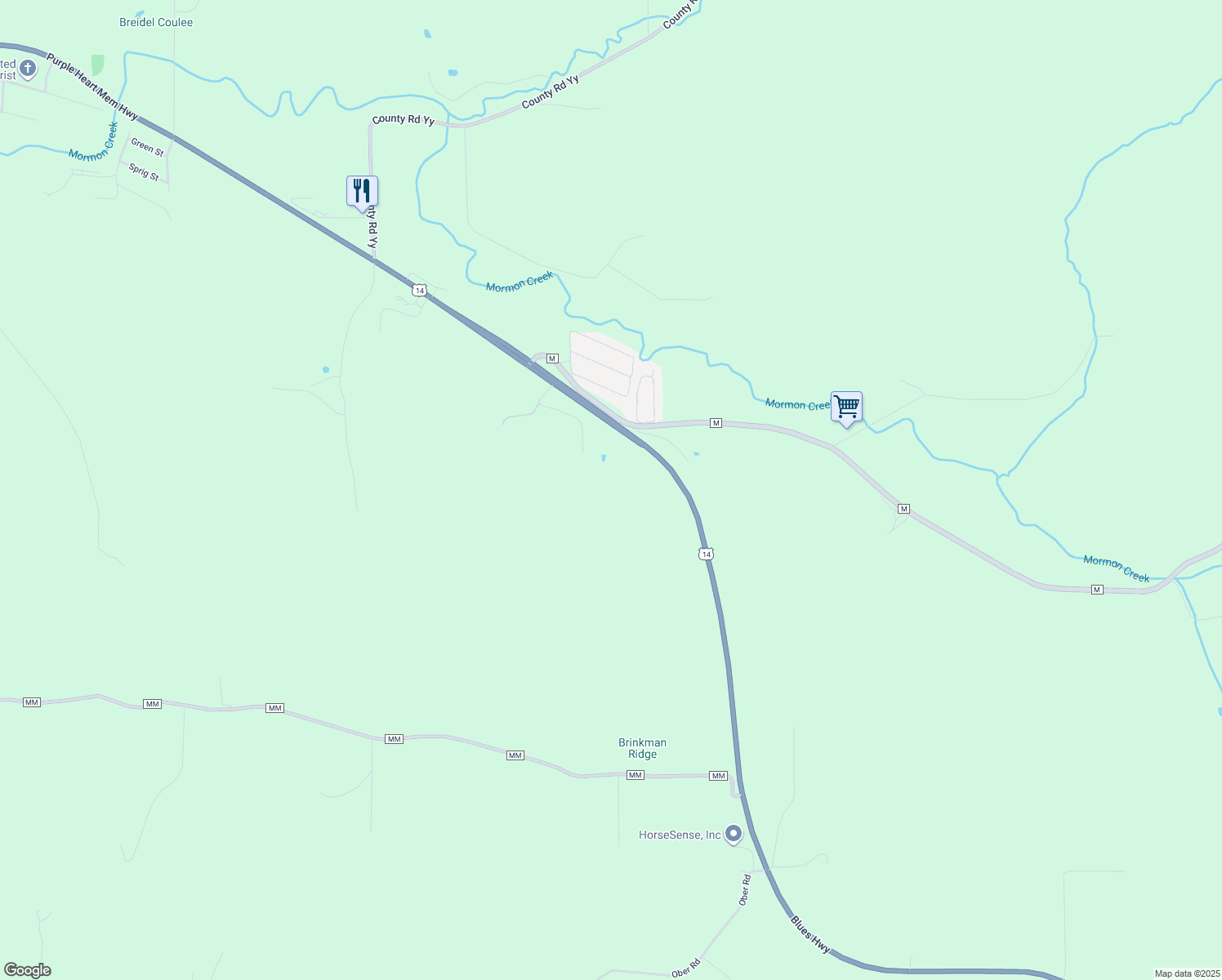 map of restaurants, bars, coffee shops, grocery stores, and more near U.S. 61 in La Crosse