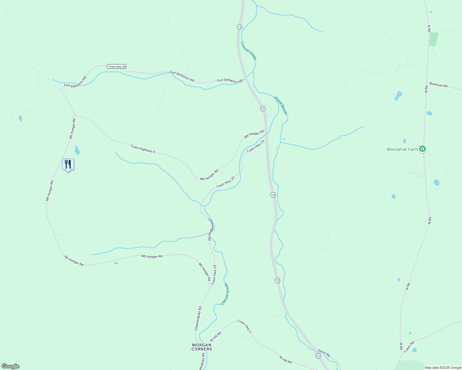 map of restaurants, bars, coffee shops, grocery stores, and more near 341-723 Chateauguay Road in Bethel