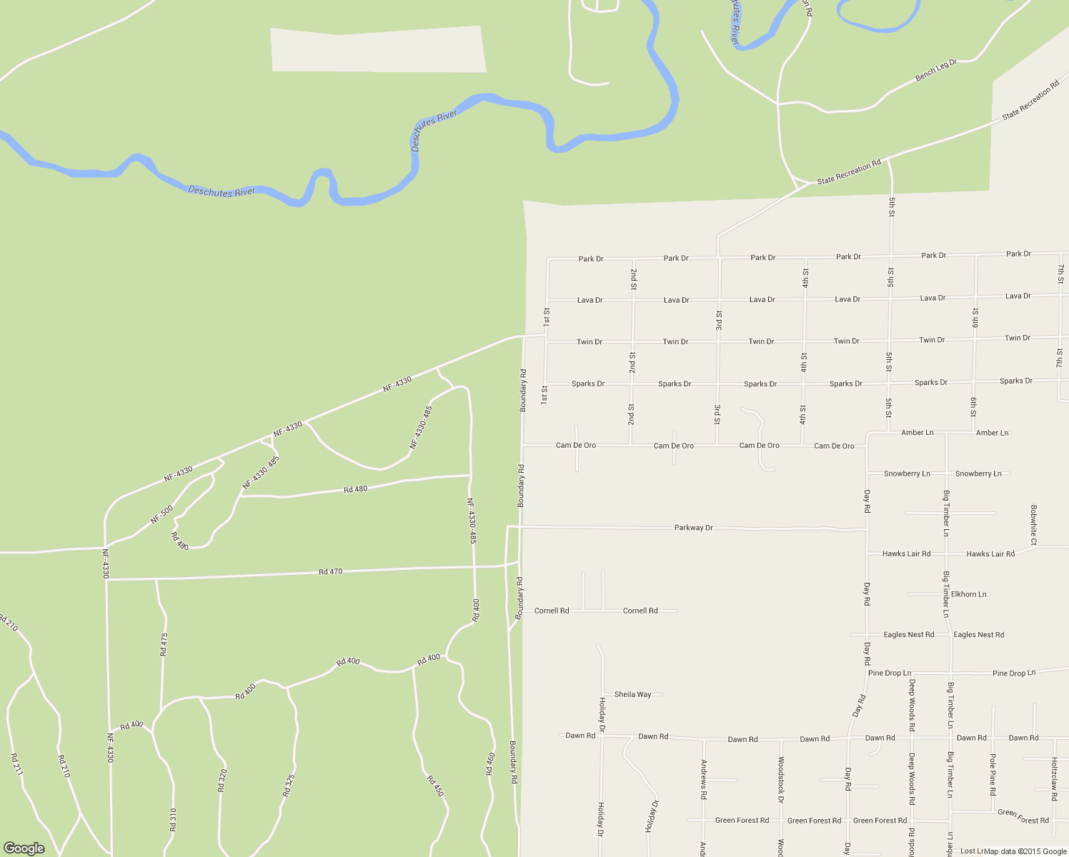 map of restaurants, bars, coffee shops, grocery stores, and more near 53770 Boundary Road in La Pine