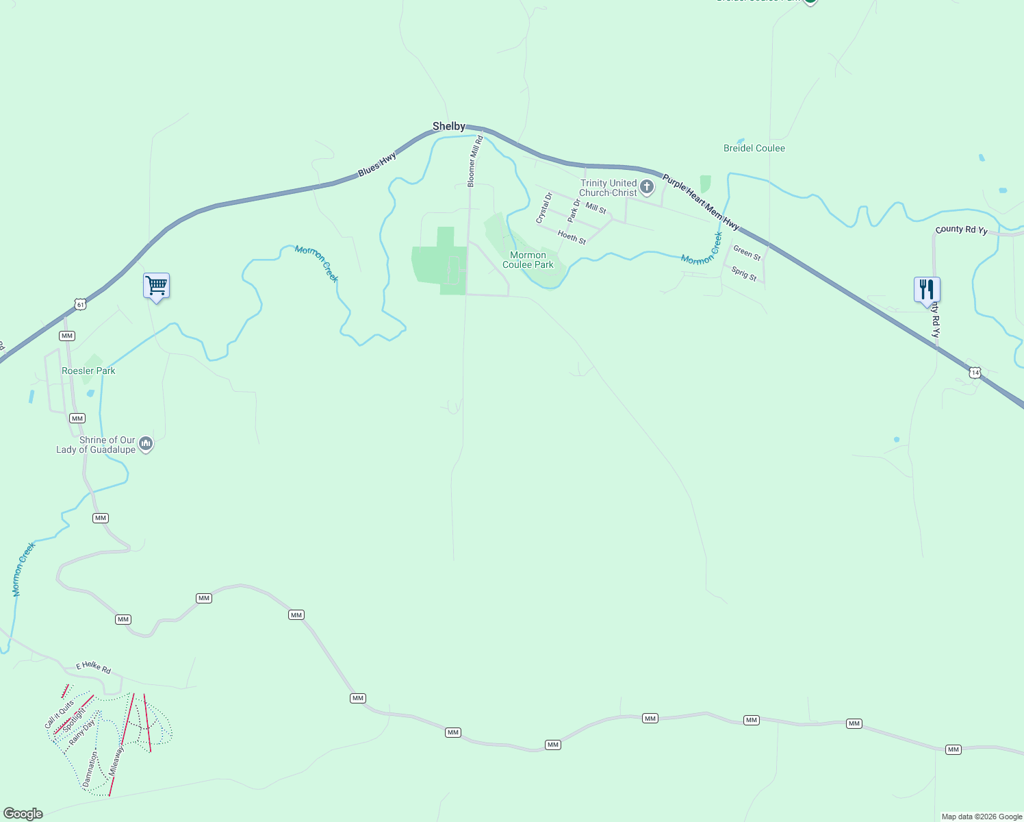 map of restaurants, bars, coffee shops, grocery stores, and more near N946 Lauterbach Road in La Crosse