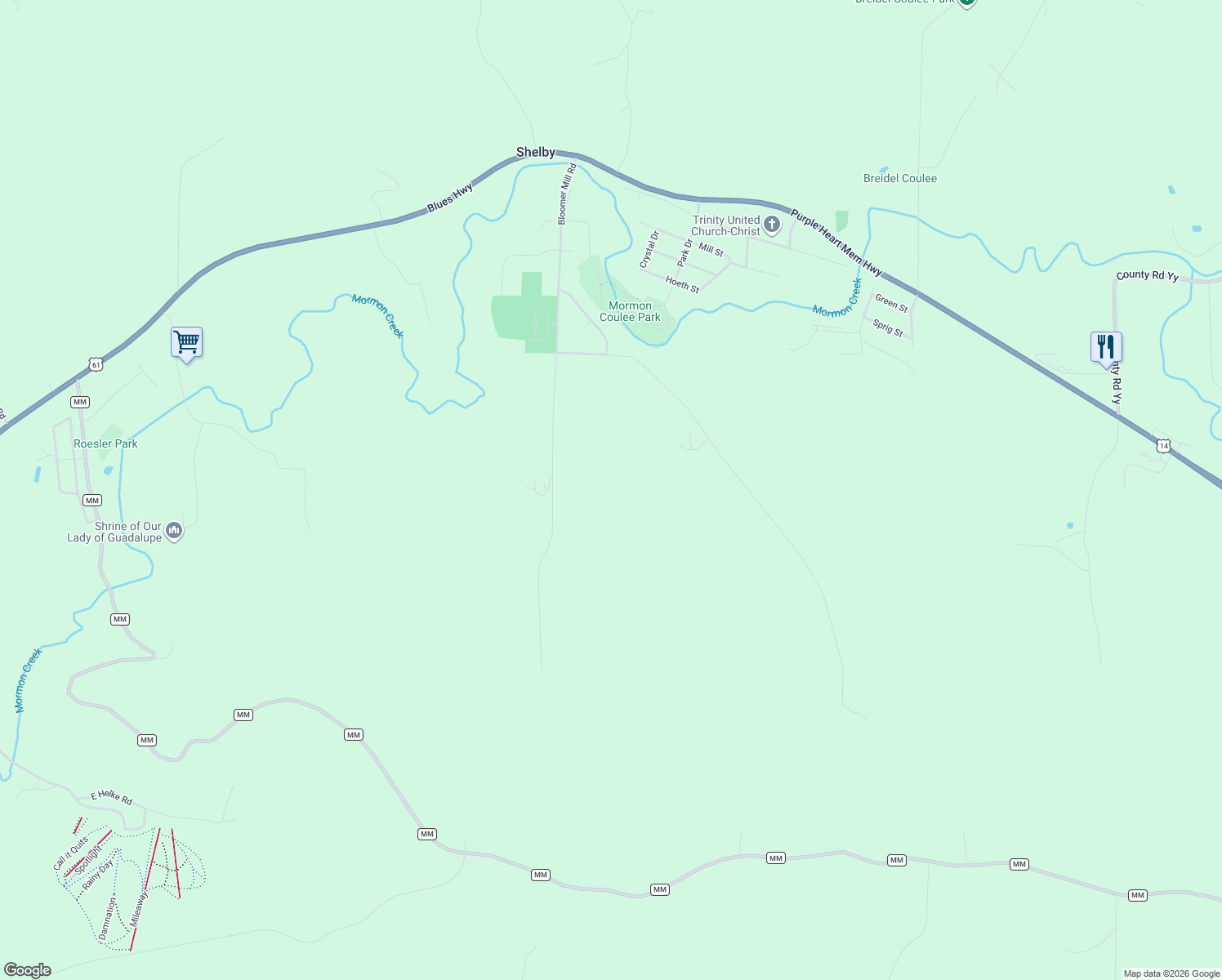 map of restaurants, bars, coffee shops, grocery stores, and more near N946 Lauterbach Road in La Crosse
