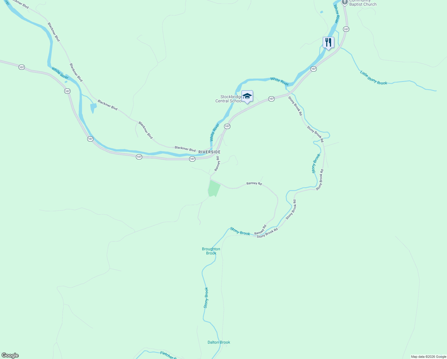map of restaurants, bars, coffee shops, grocery stores, and more near 185 Ranney Road in Stockbridge