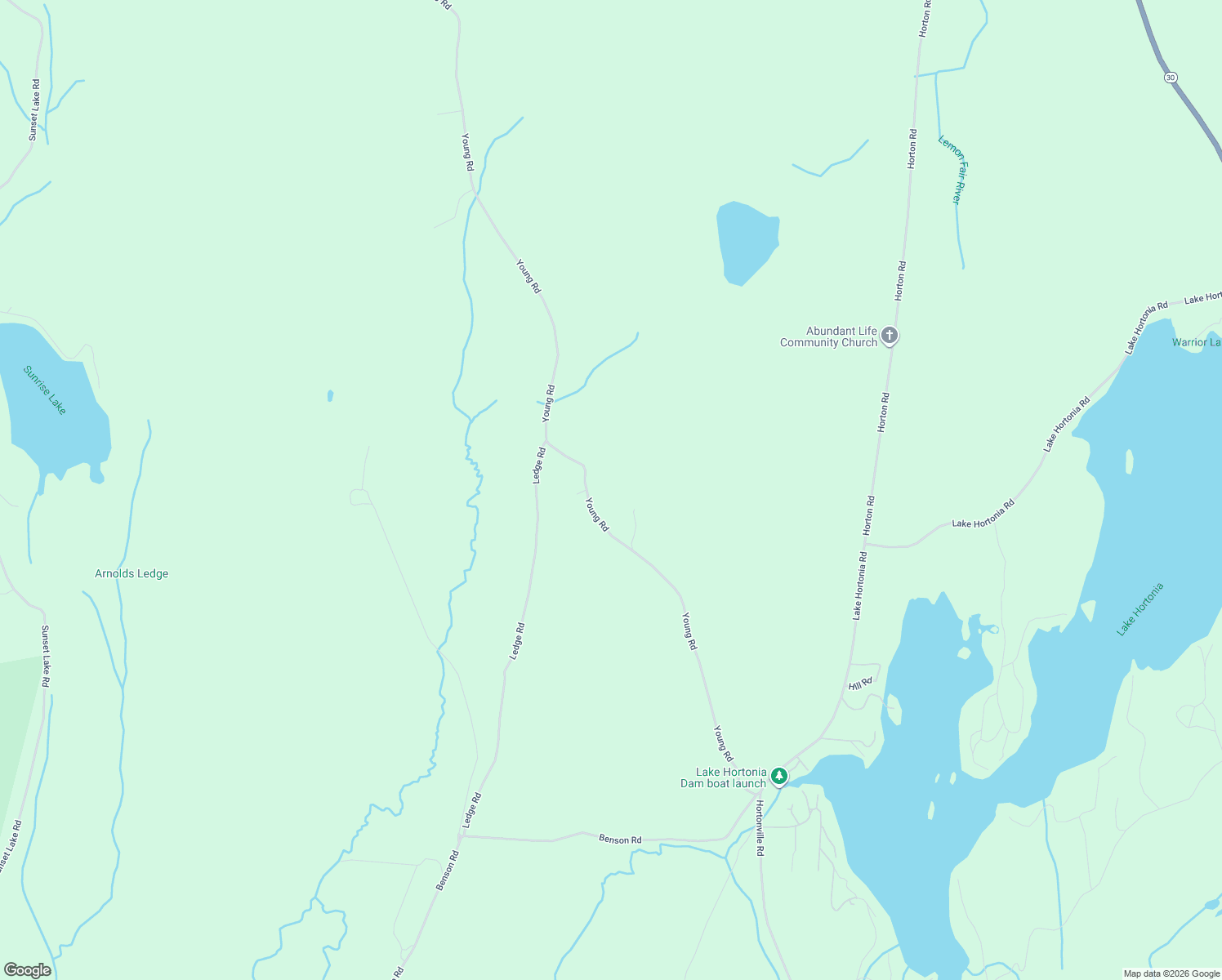 map of restaurants, bars, coffee shops, grocery stores, and more near 3326 Young Road in Orwell