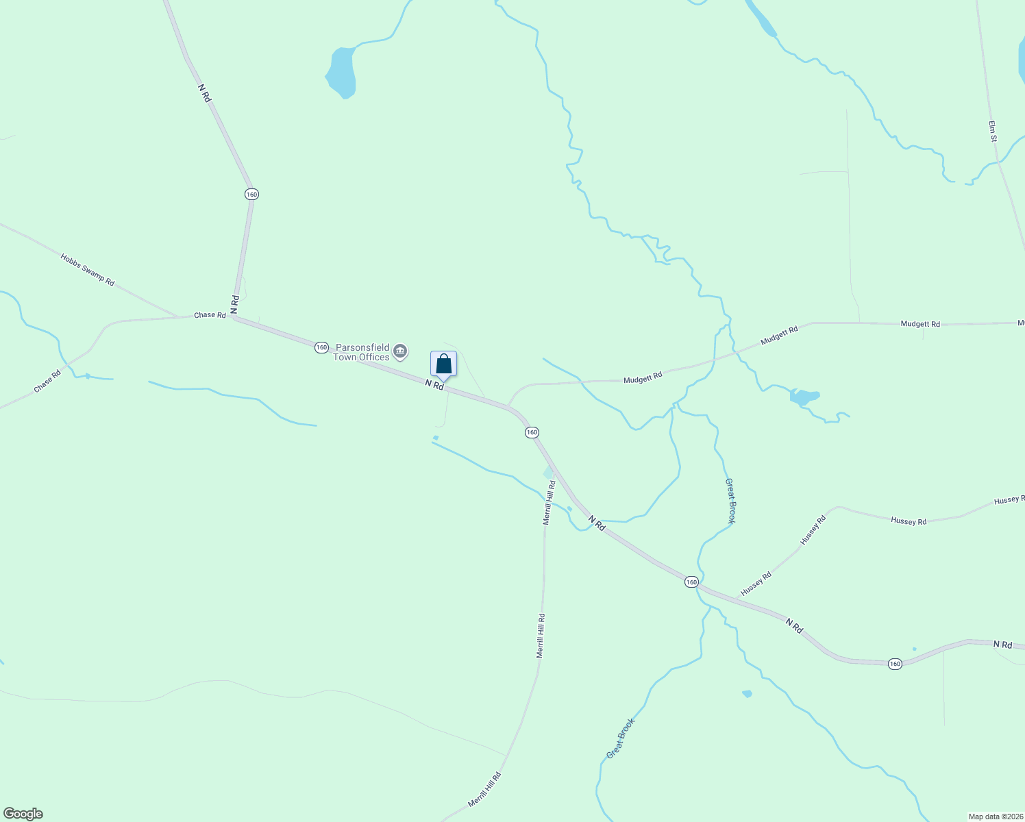 map of restaurants, bars, coffee shops, grocery stores, and more near 728 North Road in Parsonsfield