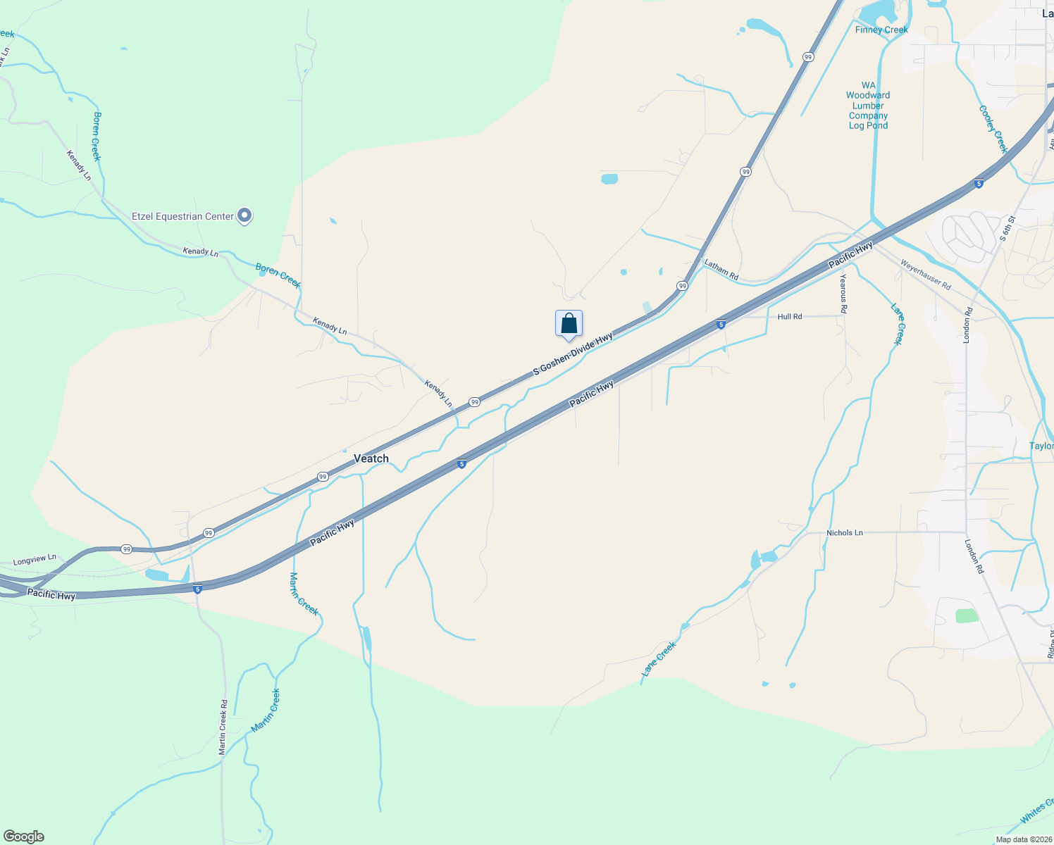map of restaurants, bars, coffee shops, grocery stores, and more near Pacific Highway in Cottage Grove