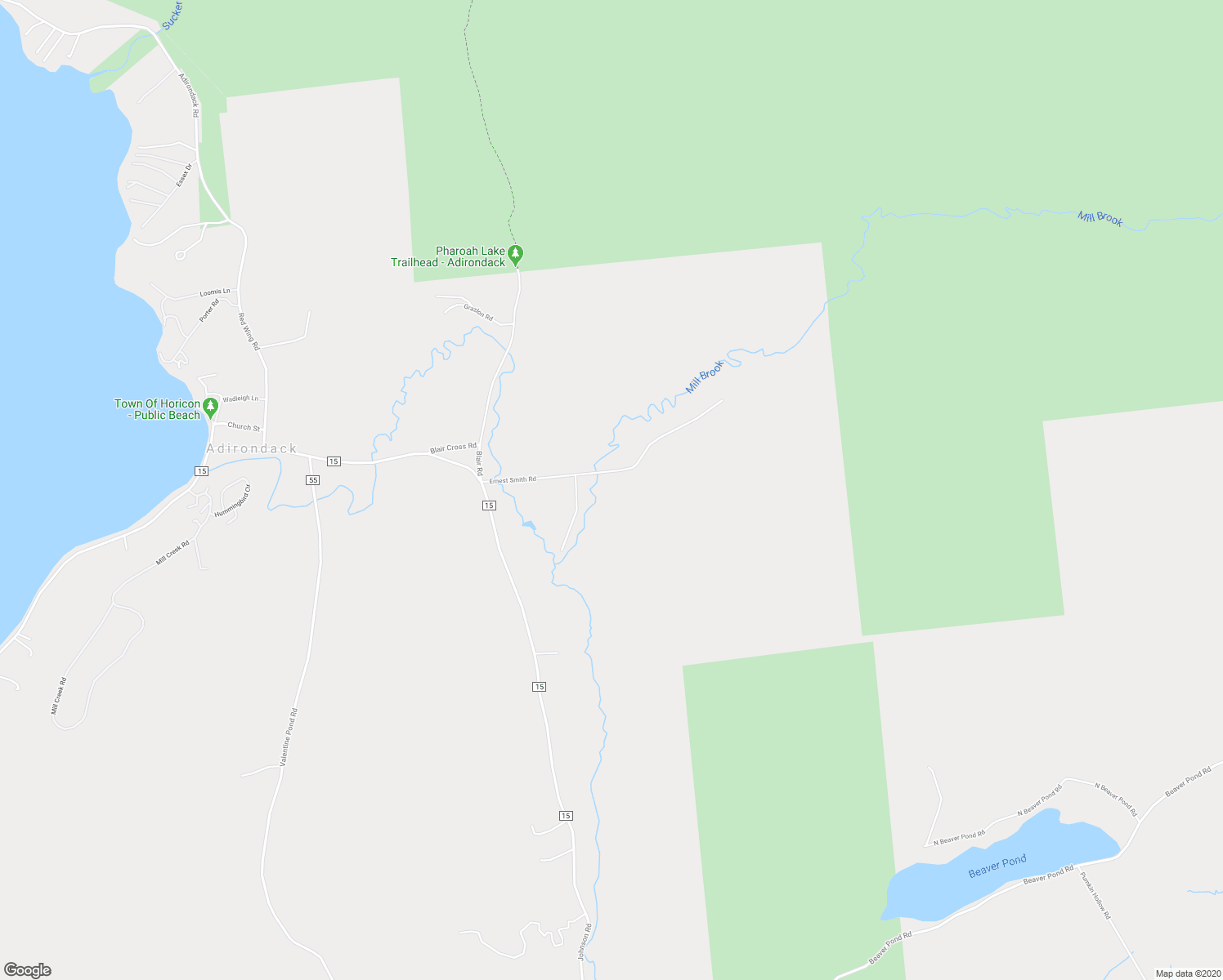 map of restaurants, bars, coffee shops, grocery stores, and more near 68 Ernest Smith Road in Adirondack