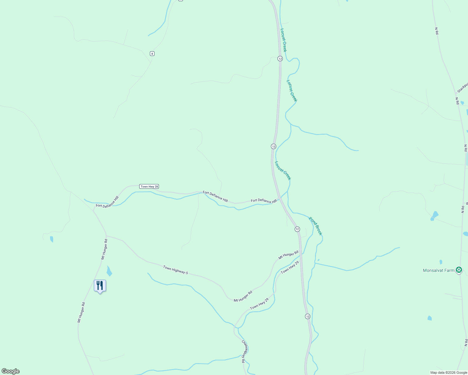 map of restaurants, bars, coffee shops, grocery stores, and more near 389 Fort Defiance Hill in Bethel
