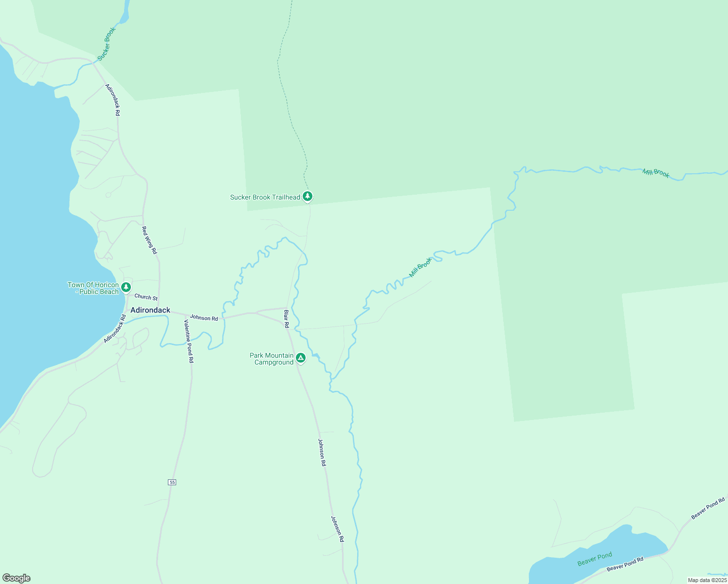 map of restaurants, bars, coffee shops, grocery stores, and more near 89 Ernest Smith Road in Adirondack