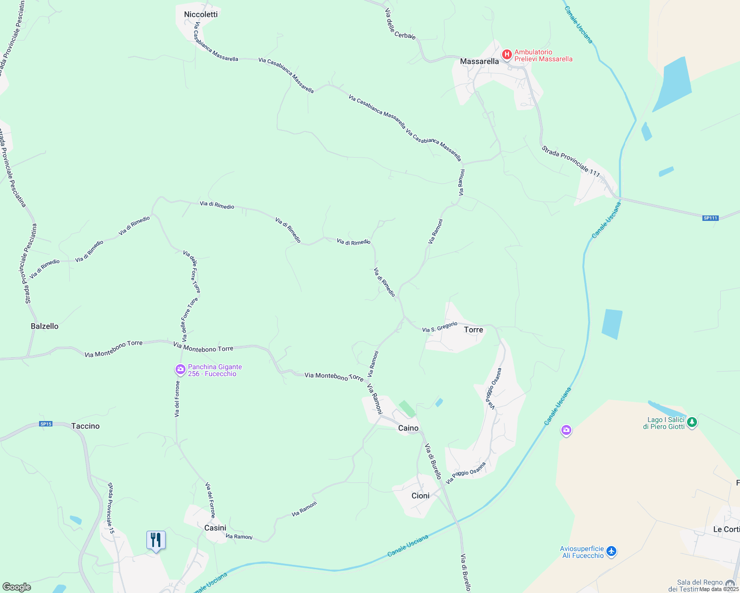 map of restaurants, bars, coffee shops, grocery stores, and more near 3 Via di Rimedio in Torre