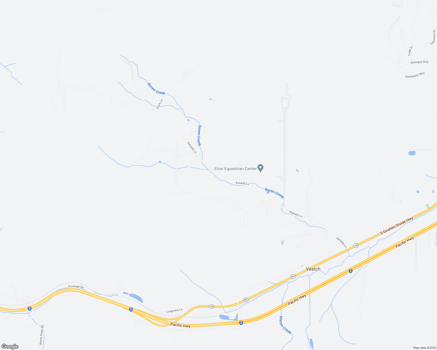 map of restaurants, bars, coffee shops, grocery stores, and more near Kenady Lane in Cottage Grove