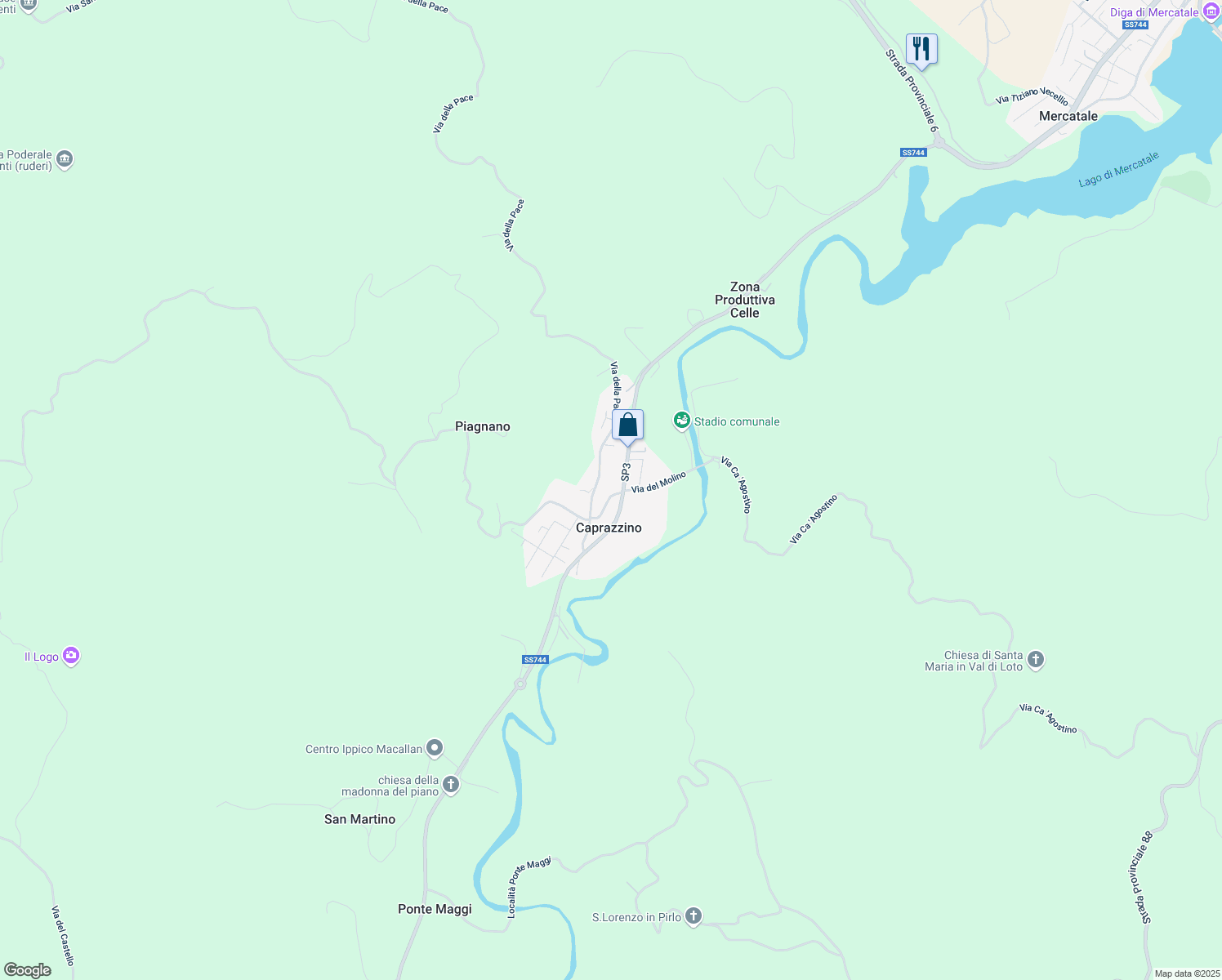 map of restaurants, bars, coffee shops, grocery stores, and more near 5 Via del Molino in Caprazzino