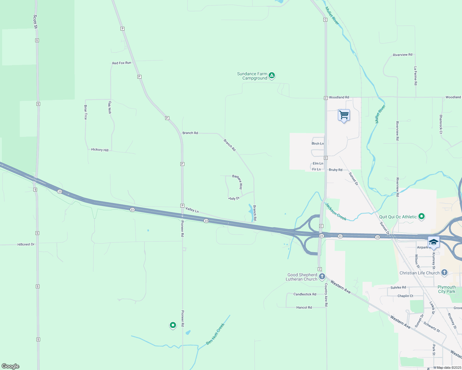 map of restaurants, bars, coffee shops, grocery stores, and more near W6408 Judy Drive in Plymouth