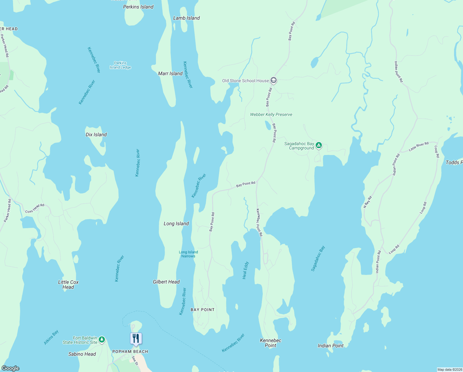 map of restaurants, bars, coffee shops, grocery stores, and more near 41 Spinney Point Lane in Georgetown
