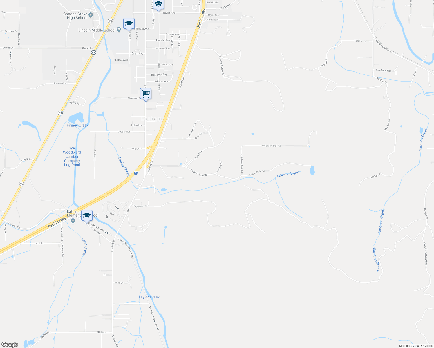 map of restaurants, bars, coffee shops, grocery stores, and more near 32727 Taylor Butte Road in Cottage Grove