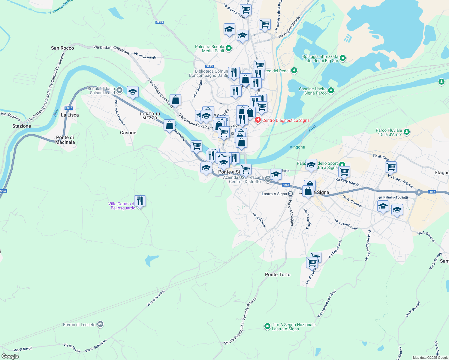 map of restaurants, bars, coffee shops, grocery stores, and more near 3 Piazza G. Andrei in Lastra a Signa